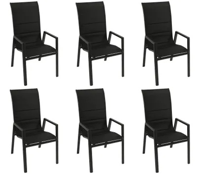 Produktbild von DEGAMO Gartensessel LAGOS Hochlehner, Alu + Kunstgewebe schwarz, stapelbar, 6 ST