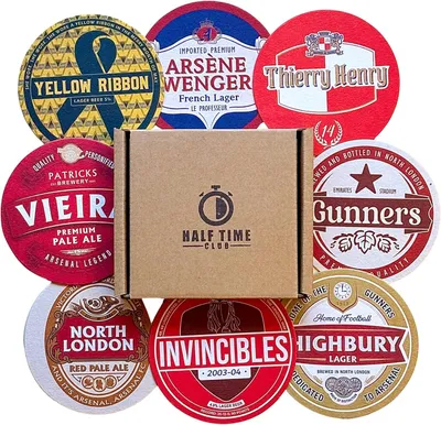 Productafbeelding van Voetbal Beer Mat Onderzetters - Perfect voor een cadeau of cadeau voor elke Arsenal Fan (8-Pack)