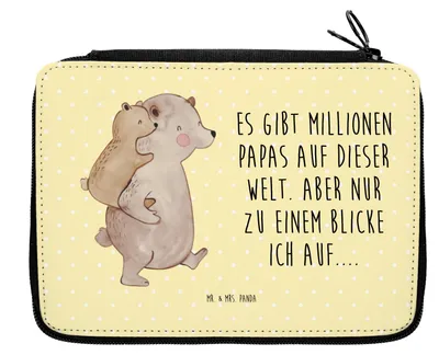 Produktbild von Mr. & Mrs. Panda Schlampermäppchen Papa Bär - Gelb Pastell - Geschenk, Federmappe, Federmäppchen, Muttertag, Vatertag, Stifteetui, Mäppchen, Bleistiftetui, Geburtstag