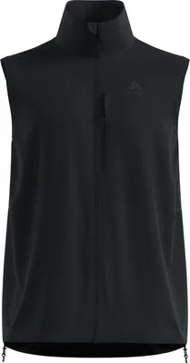 Schwarze Softshell-Weste von Odlo mit Stehkragen und durchgehendem Reißverschluss