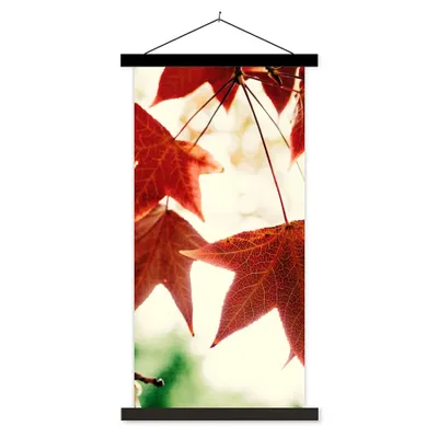 Produktbild von MuchoWow® Textilposter Herbstblätter - November - Natur - Bäume 90x180 cm mit schwarzem Rahmen - Dekoration Wohnzimmer