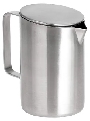 Produktbild von Milchkännchen VISTA aus mattiertem Edelstahl 18/10, 200 ml, mit Deckel und Griff, spülmaschinengeeignet