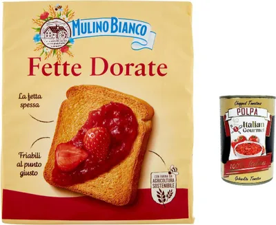Produktbild von 3x Mulino Bianco Fette biscottate Le Dorate 315g Zwieback Kekse + Italian Gourmet polpa 400g