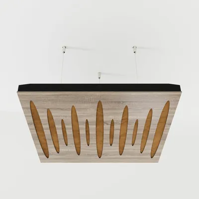 Productafbeelding van Set van 4 akoestische plafondpanelen PULSAR, 50x50x5 cm, Sonoma eiken/goud