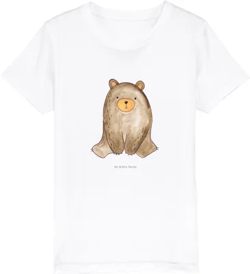 Produktbild von Mr. & Mrs. Panda Kleinkinder T-Shirt Bär sitzend 9-11 Jahre (134/146) - Weiß - Geschenk, Bio Kinder, Kindershirt, Teenager, Shirts für, Teddy, Kinder-T-Shirt