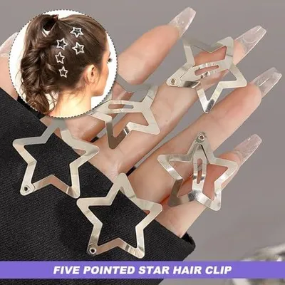 Produktbild von Stern-Haarspangen in Silber, 50 Stück, Haarclips und Haarklammern mit fünfzackigen Sternen aus Metall für Mädchen und Damen