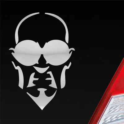 Produktbild von Auto Aufkleber Evil Face Gesicht Devil Bad Tuning Car 12x8 cm Silber Sticker Heckscheibenaufkleber