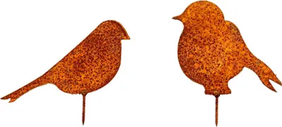 Produktbild von 2er Set Edelrost Vögel mit Schraube Rost Gartendeko Vogel Gartendekoration