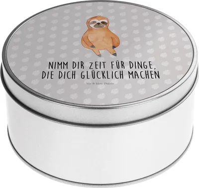 Produktbild von Mr. & Mrs. Panda Dose Faultier Zufrieden - Grau Pastell - Geschenk, keksdosen, Glück, Gelassenheit, Kaffeedose, Aufbewahrungsdosen, Faultiere, Vorratsdose, Glücklich