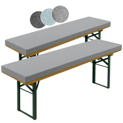 Immagine prodotto di set di 2 panchetti per birra 220 x 25 cm, grigio chiaro, spessore 4 cm, con passanti per il fissaggio, extra spessi, sleepling