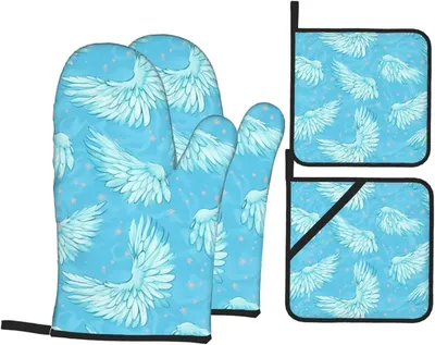 Produktbild von Wasserdichtes und hitzebeständiges Küchenschutz-Set in Himmelblau: 4-teilig für sichere Handhabung
