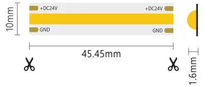 Obrázok produktu pre 5 m COB IP65 jednofarebný LED pásik 15 W/MT 24 V - 6000 K