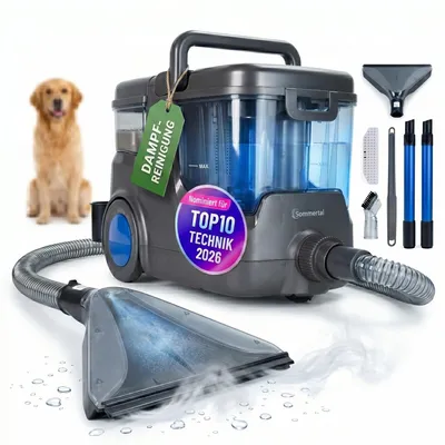 Produktbild von Sommertal HYDRO 9000 MAX Waschsauger – 1.000W & 28 kPa – Teppichreiniger & Polsterreiniger mit Dampfsauger & Nasssauger für Teppich, Sofa & Auto