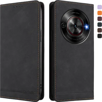 Immagine prodotto di Custodia per ZTE Blade A75 5G, retro custodia in Finto cuoio flip con supporto e slot per schede Nero