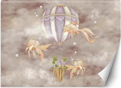 Produktbild von Vlies fototapete für Kinder Luftballon-Fischhaus 400x280 cm Feeby Rosa inkl. Kleber einfache Montage