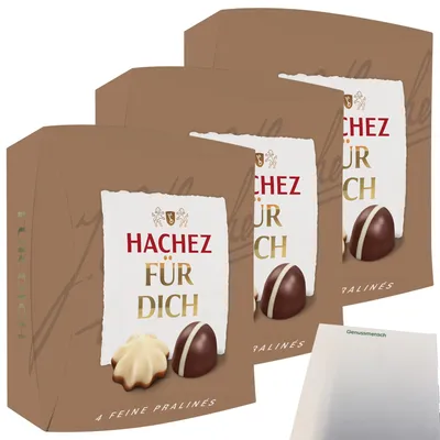 Produktbild von Hachez Schokolade Pralinenmischung Für Dich 3er Pack (3x40g Packung) + usy Block