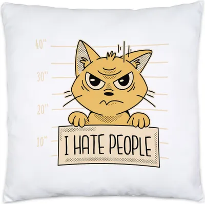 Produktbild von I hate People Kissen inkl. Füllung Katze Morgenmuffel Lustig Schlechte Laune Katzenliebhaberin