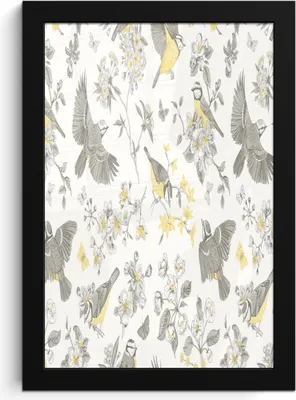 Produktbild von MuchoWow® MuchoWow® Gerahmtes Poster Blumen - Vogel - Blätter 20x30 cm - Poster mit zchwarzem Bilderrahmen - Drucken - Bilder Poster im Rahmen