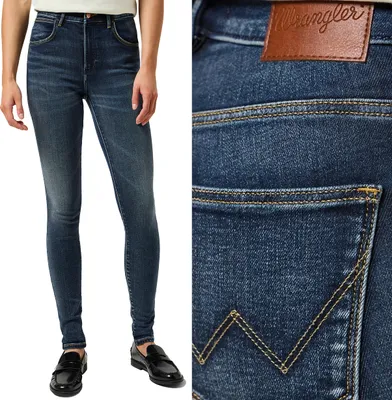 Produktbild von WRANGLER Damen, Jeanshosen Slim fit, HIGH RISE SKINNY, W27 L30, Blau, Jeans, baggyjeans, buggy