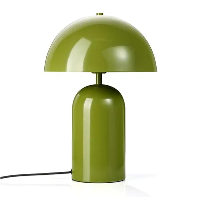 Produktbild von draadwerk® Tischlampe Pilz | Moderne Lampe aus pulverbeschichtetem Metall | Retro Schreibtischleuchte aus Metall | Vintage Lampe mit Kuppelschirm | E27 | Emilia (Grün)