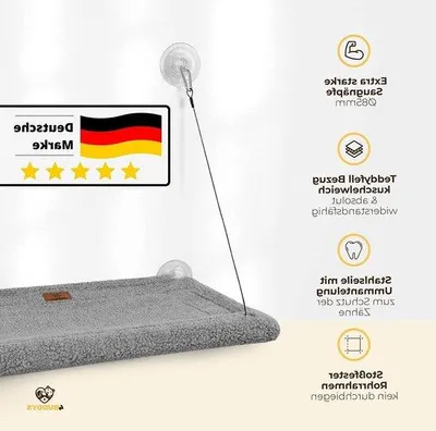 Produktbild von Famanu Katzenhängematte Fensterliege für große Katzen - komfortable Schlafgelegenheit mit starken Saugnäpfen