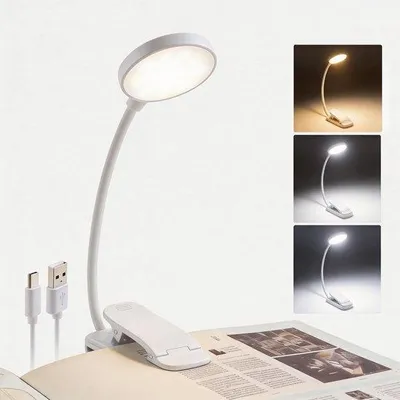 Zdjęcie produktu dla Lampa do czytania książek - biała - zasilana bateriami