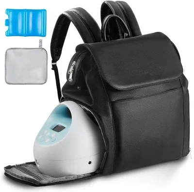 Productafbeelding van Borstkolfrugzak - Kolftas/Luierrugzak - Afmeting 32 x 20 x 34 cm - Geïsoleerd Met Koelelement - Ruimte Voor Kolfaccessoires En Moedermelk - Ideaal Voor Werk En Reizen - Zwart