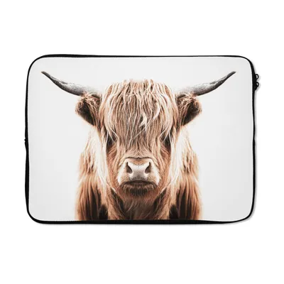 Produktbild von MuchoWow® Laptop Hülle 13 Zoll Schottischer Highlander - Kuh - Stier Laptoptasche - Laptophülle - Sleeve - Rundumschutz