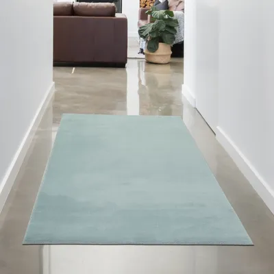 Produktbild von Wohnzimmer Shaggy Teppich mit weichem Hochflor in blau Größe - 60 x 110 cm