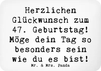 Produktbild von Mr. & Mrs. Panda magnet Spruch 47. Geburtstag - Weiß - Geschenk, Unvergessliche Momente, Kühlschrankmagnet, liebevoll gestaltete Sprüche, Herzlichen Glückwunsch, Freude
