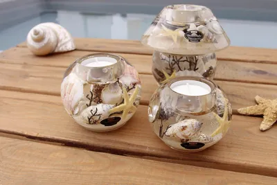 Immagine prodotto di Dreamlight candela tealight globo SEA BREEZE D. 8cm vetro motivo conchiglia Gilde