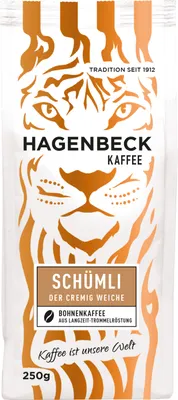 Produktbild von HAGENBECK Kaffee, Schümli, Röstkaffee, ganze Kaffeebohnen, 250g