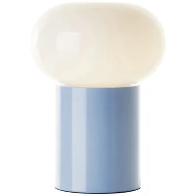 Produktbild von Tischleuchte mit weißem Glas, 27 cm Höhe, E27, blau