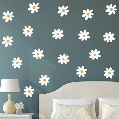 Produktbild von 3-teilige Boho-Gänseblümchen Wandtattoo,Aquarell-Cartoon-Blumen Wandsticker, Wandaufkleber Dekor,Wanddeko für Mädchenzimmer,Babyzimmer,Kinderzimmer