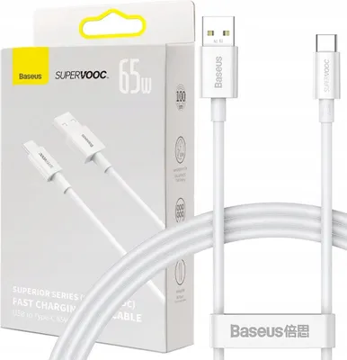 Image de USB-A to USB-C Cable Baseus Superior Series, 65W, 6.5A, 1m, White CAYS000902