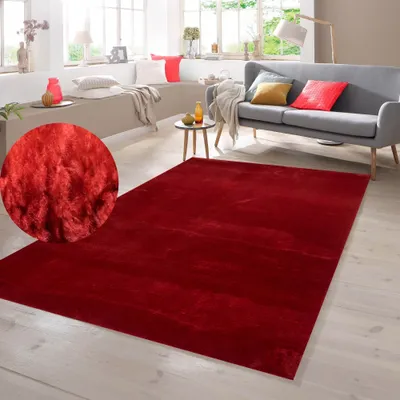 Produktbild von Teppich Shaggy  Flokati in rot Größe - 60 x 110 cm
