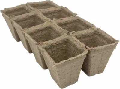 Produktbild von Anzuchtplatte 6 x 6 cm, 8 eckige Töpfe pro Platte, kompostierbar