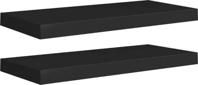 Produktbild von Schweberegale 2 Stk. Schwarz 60x23,5x3,8cm MDF