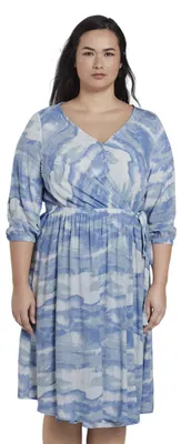 Produktbild von TOM TAILOR MY TRUE ME Damen Plussize Midi-Wickelkleid im Batik-Look 1018086, 224