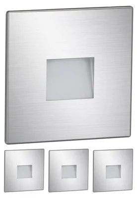 Productafbeelding van ledscom.de 4x LED-trapverlichting/wandlamp FOW voor binnen en buiten, inbouwspot, vierkant, roestvrij staal, 85 x 85 mm, warm wit