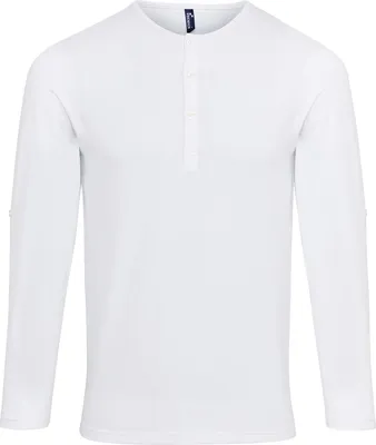 Image de T-shirt Premier à col rond et manches longues retroussables pour homme RW6235 (L) (Blanc)