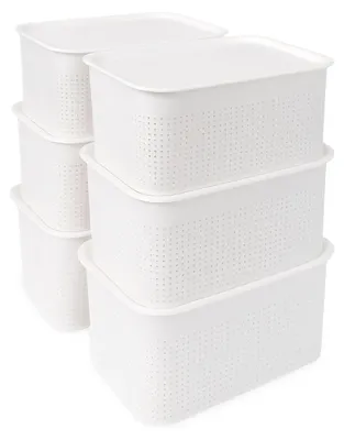Produktbild von Stapelbare Aufbewahrungsboxen mit Deckel, 6er-Set, belüftet
