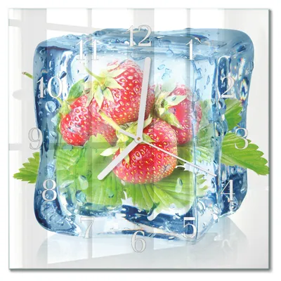 Produktbild von Tulup Glasuhr Wanduhr Küchenuhr Echt-Glas 30x30 cm Modern Dekorativ Geräuschlos Weiße Zeiger - Erdbeereis