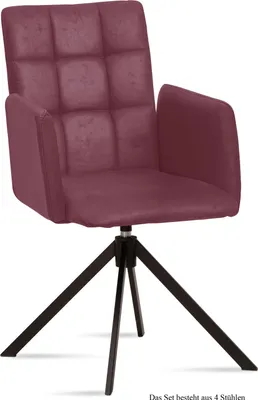 Produktbild von Armlehnstuhl drehbar (4er-Set) Deeann 52x91x60 Schwarz/Marsala