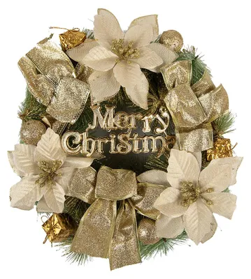 Produktbild von Clayre & Eef Weihnachtskranz Ø 30 cm Goldfarbig Kunststoff