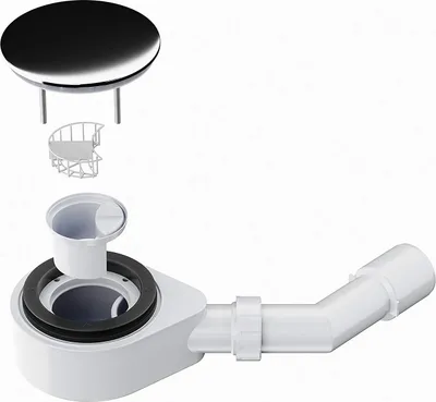 An exploded view of a drain assembly kit, showing its individual components.