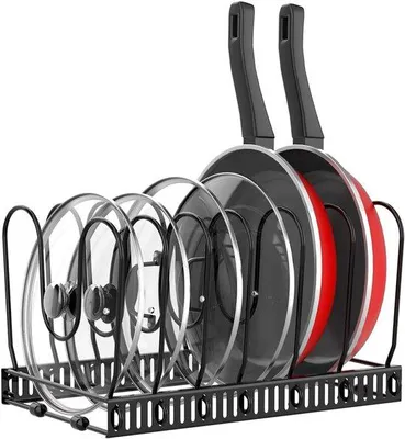 Immagine prodotto di Portacoperchi da cucina, portacoperchi espandibile con 7 divisori regolabili, nero