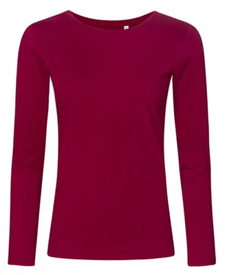 Produktbild von Promodoro - "X.O" T-Shirt Rundhalsausschnitt für Damen Langärmlig LT1009 (S) (Beerenrot)