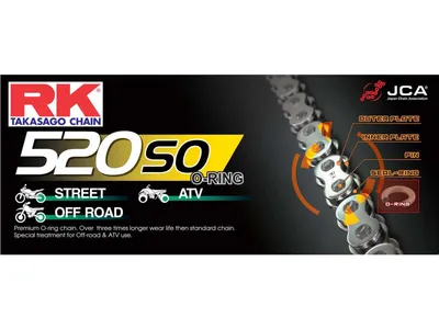 Zdjęcie produktu dla Łańcuch RK "520S0" 5/8 x 1/4, O-ring, siła rozciągająca 112 ogniw, N