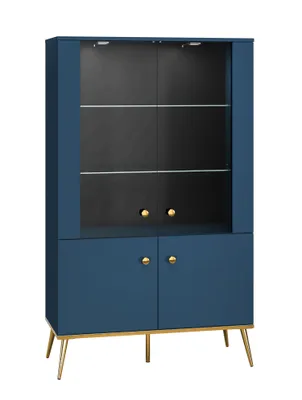 Produktbild von MADO Wohnzimmer Vitrine, blau, 152 cm hoch, 92 cm breit, 40 cm tief